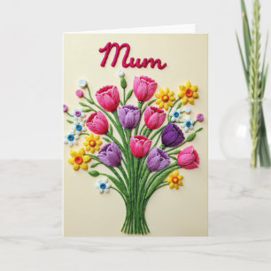 Carte du jour de la fête des mères florale en fil