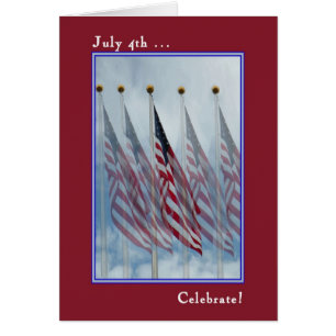 Carte du Jour de l'Indépendance avec cinq drapeaux