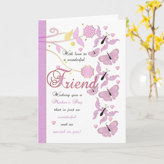 Carte du jour de mère d'ami avec des fleurs et (Fleur jaune)