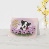 Carte du jour de mère de Boston Terrier (Fleur jaune)