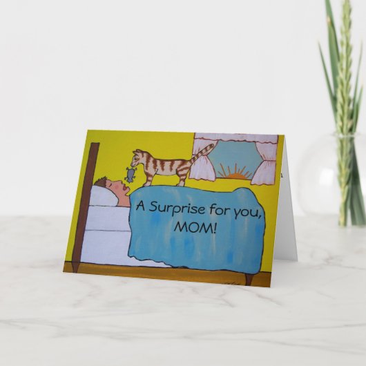 Carte du jour de mère de chat de bande dessinée (Devant)