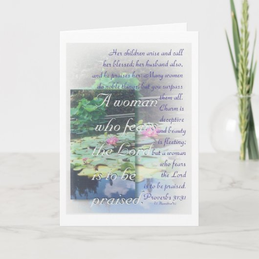 Carte du jour de mère de femme des proverbes 31 (Devant)