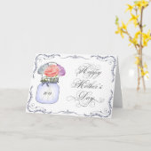 Carte du jour de mère de pot de maçon (Fleur jaune)