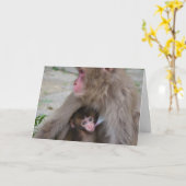 Carte du jour de mère de singe de mère et de bébé (Fleur jaune)