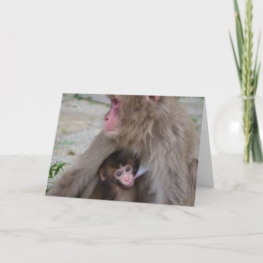 Carte du jour de mère de singe de mère et de bébé (Devant)