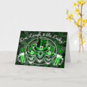 Carte du jour de St Patrick drôle : Crânes (Fleur jaune)