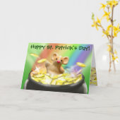 Carte du jour de St Patrick mignon de souris (Fleur jaune)