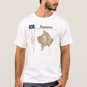 Carte du Kosovo + Drapeau + Titre T-shirt