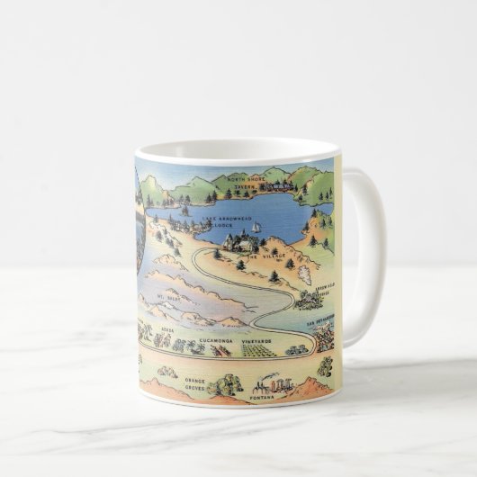 Carte du lac Arrowhead Mug (Devant droit)
