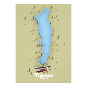 Carte du lac autrichien Traunsee Poster