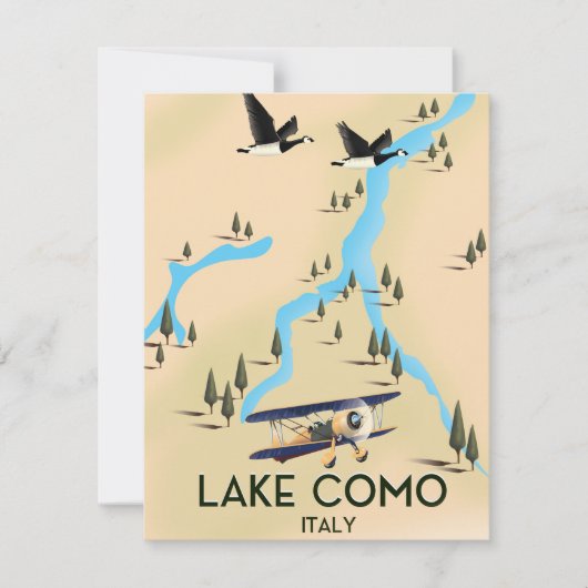 Carte du lac de Côme Italie poster de voyage (Devant)