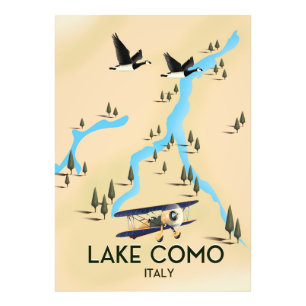 Carte du lac de Côme Italie poster de voyage