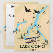 Carte du lac de Côme Italie poster de voyage (Devant / Derrière)
