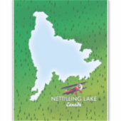 Carte du lac Hubbard Nord du Michigan Sticker (Devant)