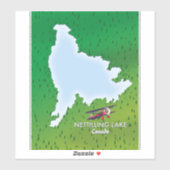 Carte du lac Hubbard Nord du Michigan Sticker (Feuille)