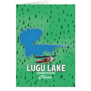 Carte du lac Lugu, plateau du Yunnan, Chine