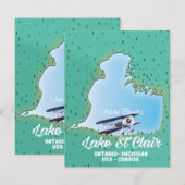 carte du lac St Clair USA Canada (Devant / Derrière)