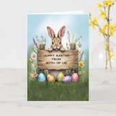 Carte Du lapin dans l'herbe avec des oeufs de Pâques (Fleur jaune)