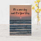 CARTE "DU LEVER DU SOLEIL AU COUCHER DU SOLEIL JOYEUX AN (Fleur jaune)