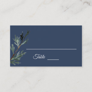 Carte du lieu de mariage d'hiver bleu pin