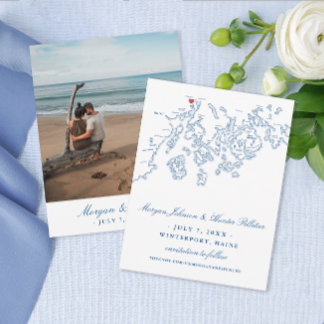 Carte du Maine d'hiver bleu marine