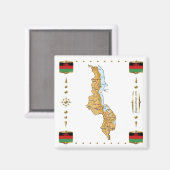 Carte du Malawi + Magnet des drapeaux (Recto/Verso)