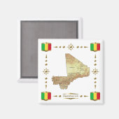 Carte du Mali + Magnet des drapeaux (Recto/Verso)
