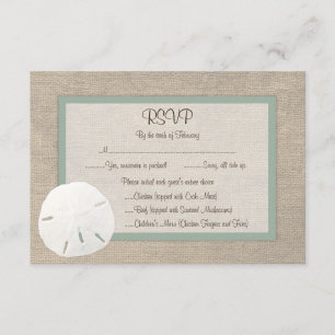 Carte du mariage de plage du dollar de sable RSVP