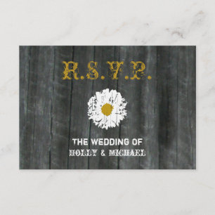 Carte du mariage RSVP - Barnwood et marguerite