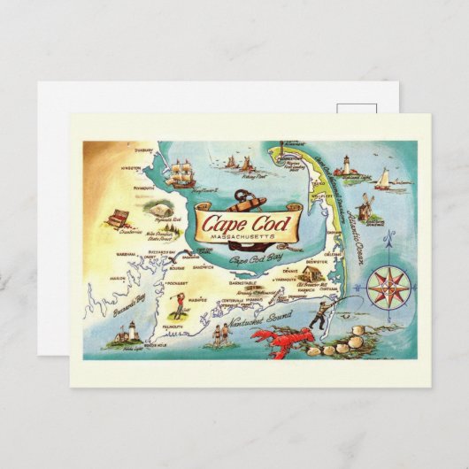 Carte du Massachusetts du Cap Cod (Devant / Derrière)