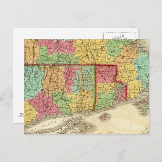 Carte du Massachusetts, du Connecticut et de Rhode (Devant / Derrière)