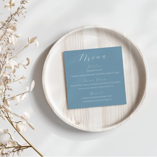 Carte du menu de mariage Dusty Blue Spring