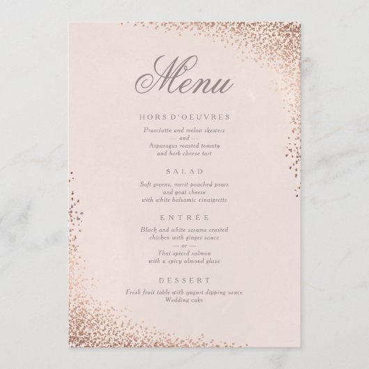 Carte du menu du dîner Confetti (Devant)