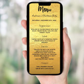 Carte du menu du dîner de Noël Gold