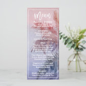 Carte du menu du dîner du coucher de soleil tropic (Debout devant)