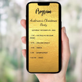 Carte du menu du dîner du programme de Noël Gold