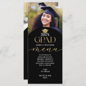 Carte du menu du dîner Gold Graduation (Devant / Derrière)