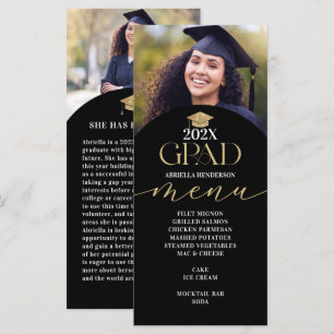 Carte du menu du dîner Gold Graduation