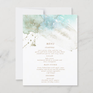 Carte du menu du dîner Mariage Watercolor Waves Pa