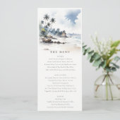 Carte du menu Mariage Coastal Bali Beach Palm Tree (Debout devant)