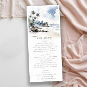 Carte du menu Mariage Coastal Bali Beach Palm Tree