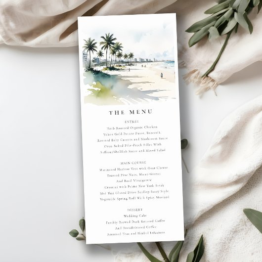 Carte du menu Mariage de la plage de Miami Beach P