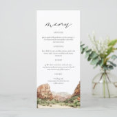 Carte du menu Mariage de l'aquarelle du parc natio (Debout devant)