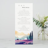 Carte du menu Mariage du paysage de montagne (Debout devant)