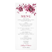 Carte du menu mariage fleuri à fleurs de pivoine b (Devant)