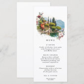 Carte du menu mariage floral du lac de Côme Italie (Devant / Derrière)