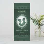 Carte du menu Mariage Irish Green Cameo (Debout devant)