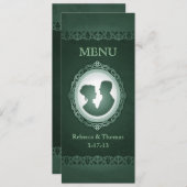 Carte du menu Mariage Irish Green Cameo (Devant / Derrière)