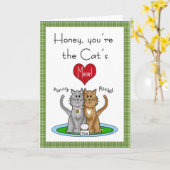 Carte du Meow Anniversaire du chat (Fleur jaune)