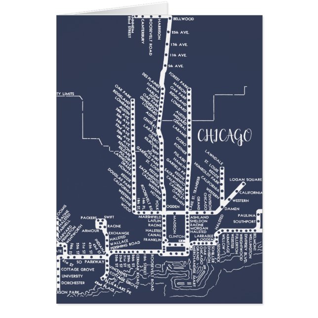 Carte du métro de Chicago avec arrêts de train Ble (Devant)